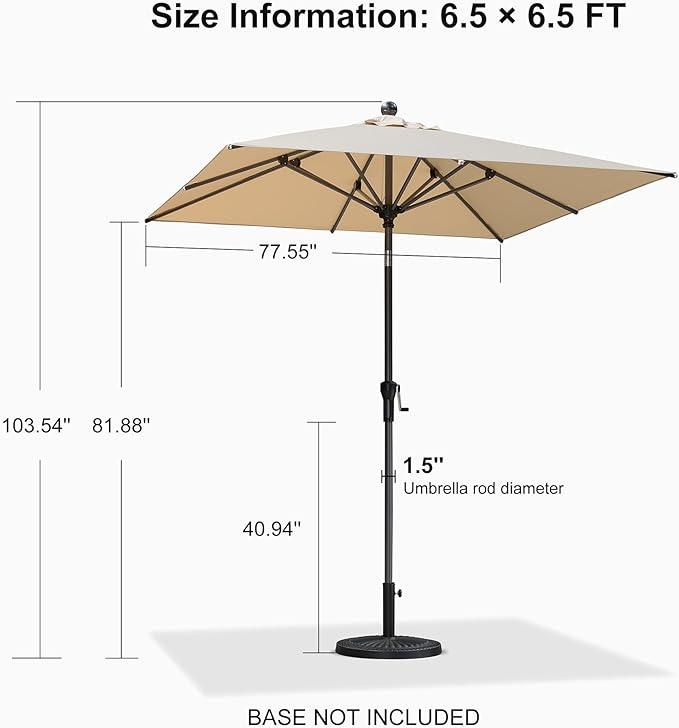 PURPLE LEAF Crank and Tilt Table Umbrella Outdoor Patio Market Umbrella with Visible Hand Crank System - Purple Leaf Garden