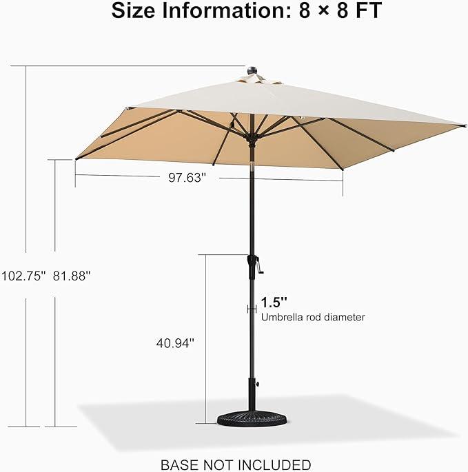 PURPLE LEAF Crank and Tilt Table Umbrella Outdoor Patio Market Umbrella with Visible Hand Crank System - Purple Leaf Garden