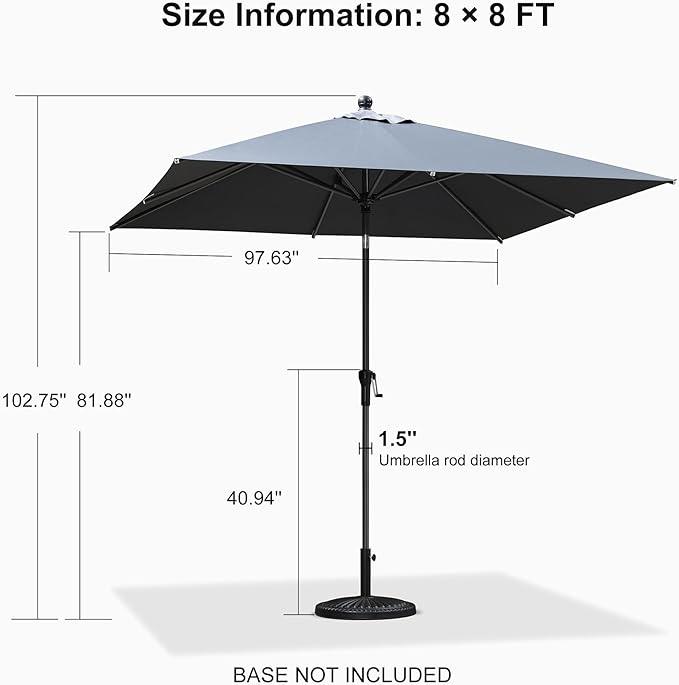 PURPLE LEAF Crank and Tilt Table Umbrella Outdoor Patio Market Umbrella with Visible Hand Crank System - Purple Leaf Garden