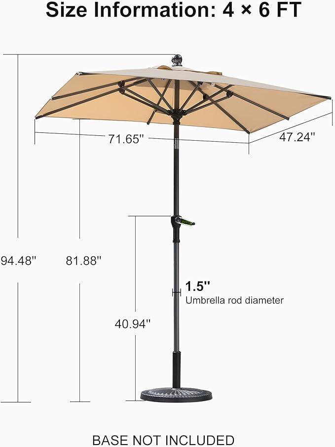 PURPLE LEAF Crank and Tilt Table Umbrella Outdoor Patio Market Umbrella with Visible Hand Crank System - Purple Leaf Garden