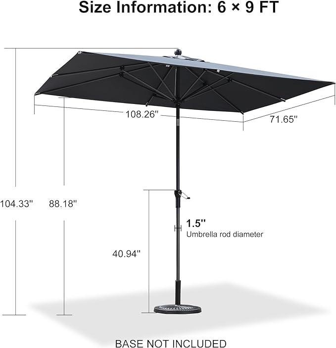 PURPLE LEAF Crank and Tilt Table Umbrella Outdoor Patio Market Umbrella with Visible Hand Crank System - Purple Leaf Garden