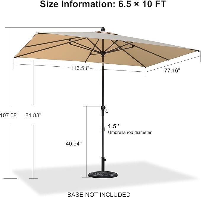 PURPLE LEAF Crank and Tilt Table Umbrella Outdoor Patio Market Umbrella with Visible Hand Crank System - Purple Leaf Garden