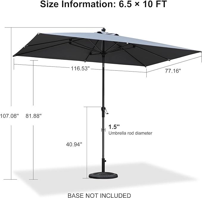 PURPLE LEAF Crank and Tilt Table Umbrella Outdoor Patio Market Umbrella with Visible Hand Crank System - Purple Leaf Garden