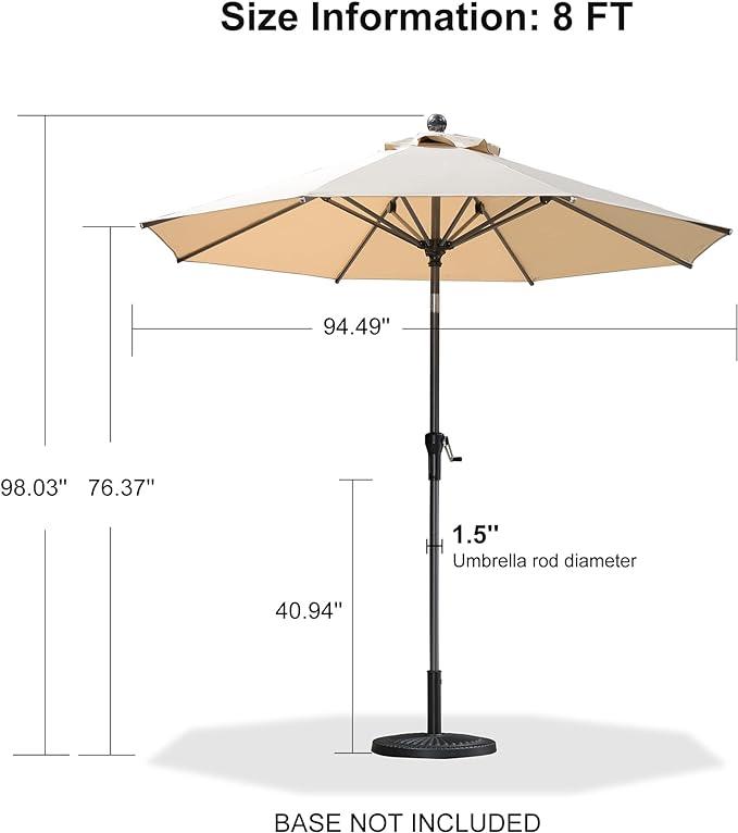 PURPLE LEAF Crank and Tilt Table Umbrella Outdoor Patio Market Umbrella with Visible Hand Crank System - Purple Leaf Garden