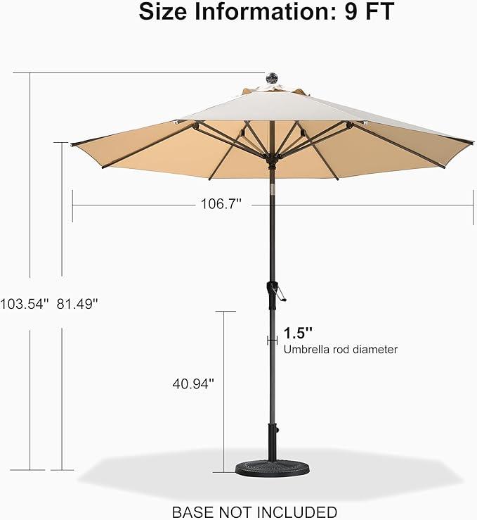 PURPLE LEAF Crank and Tilt Table Umbrella Outdoor Patio Market Umbrella with Visible Hand Crank System - Purple Leaf Garden