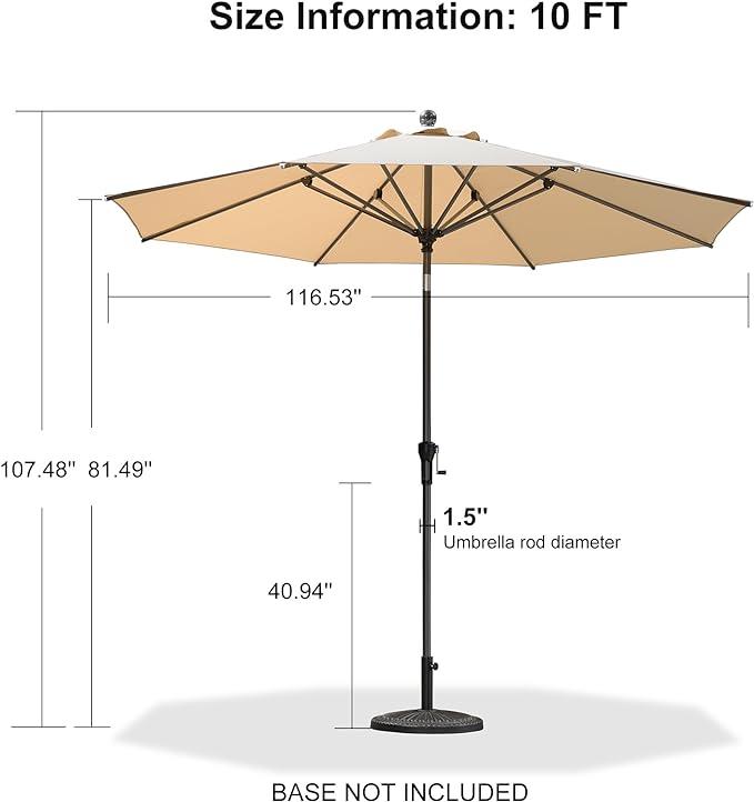 PURPLE LEAF Crank and Tilt Table Umbrella Outdoor Patio Market Umbrella with Visible Hand Crank System - Purple Leaf Garden