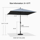 PURPLE LEAF Crank and Tilt Table Umbrella Outdoor Patio Market Umbrella with Visible Hand Crank System - Purple Leaf Garden