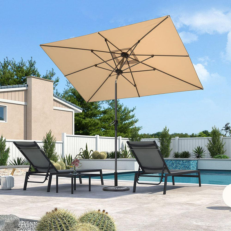 PURPLE LEAF Crank and Tilt Table Umbrella Outdoor Patio Market Umbrella with Visible Hand Crank System - Purple Leaf Garden