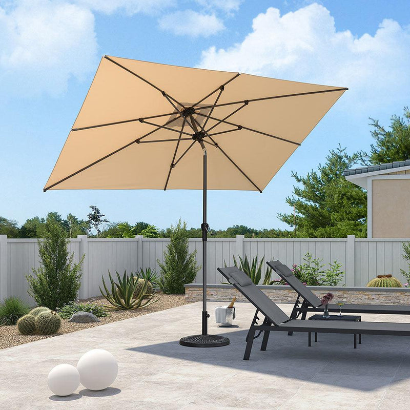 PURPLE LEAF Crank and Tilt Table Umbrella Outdoor Patio Market Umbrella with Visible Hand Crank System - Purple Leaf Garden