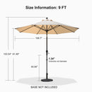 PURPLE LEAF Crank and Tilt Table Umbrella Outdoor Patio Market Umbrella with Visible Hand Crank System - Purple Leaf Garden