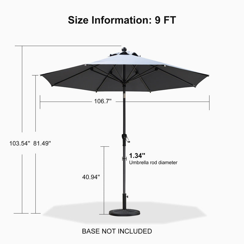 PURPLE LEAF Crank and Tilt Table Umbrella Outdoor Patio Market Umbrella with Visible Hand Crank System - Purple Leaf Garden