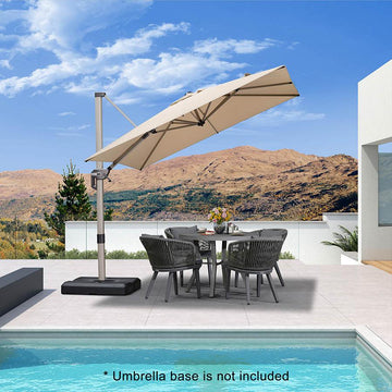 banana leaf patio umbrella 10x10ft Patio Umbrella, Deluxe Square Garden Umbrella, Beige