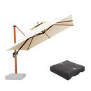 PURPLE LEAF Outdoor Garden Umbrella with Base, Cantilever Umbrellas in Wood Color