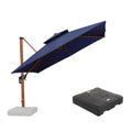 PURPLE LEAF Outdoor Garden Umbrella with Base, Cantilever Umbrellas in Wood Color