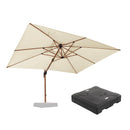 PURPLE LEAF Outdoor Garden Umbrella with Base, Cantilever Umbrellas in Wood Color