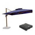 PURPLE LEAF Outdoor Garden Umbrella with Base, Cantilever Umbrellas in Wood Color
