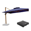 PURPLE LEAF Outdoor Garden Umbrella with Base, Cantilever Umbrellas in Wood Color