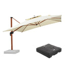 PURPLE LEAF Outdoor Garden Umbrella with Base, Cantilever Umbrellas in Wood Color