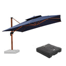 PURPLE LEAF Outdoor Garden Umbrella with Base, Cantilever Umbrellas in Wood Color