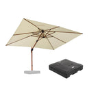 PURPLE LEAF Outdoor Garden Umbrella with Base, Cantilever Umbrellas in Wood Color