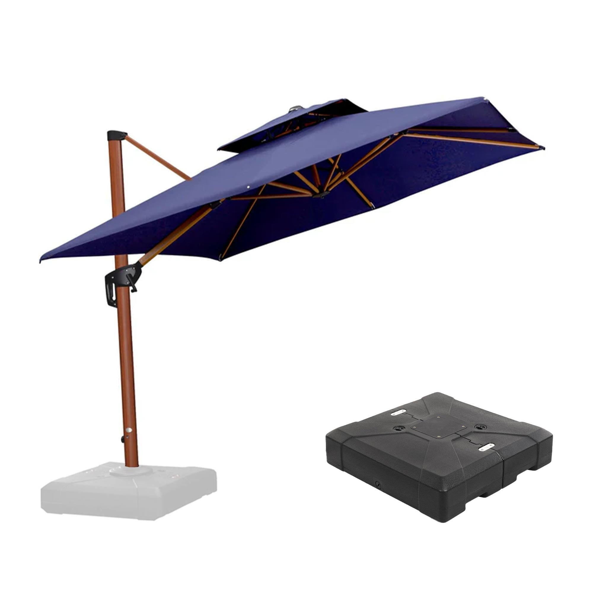 bastia sol wooden patio umbrellas AMMSUN 8.5ft Fringe Tassel Umbrella Wood Pole with Pulley Lift, Natural Cloud White and this umbrella can be used optimally in both residential and commercial applications Wood Grain Cantilever Patio Umbrellas