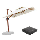 PURPLE LEAF Outdoor Garden Umbrella with Base, Cantilever Umbrellas in Wood Color