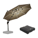 PURPLE LEAF Round Cantilever Umbrella with Base, Outdoor Umbrellas with Lights