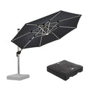 PURPLE LEAF Round Cantilever Umbrella with Base, Outdoor Umbrellas with Lights