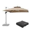 PURPLE LEAF Square Cantilever Umbrella with Base, Outdoor Umbrellas with Lights