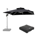 PURPLE LEAF Square Cantilever Umbrella with Base, Outdoor Umbrellas with Lights