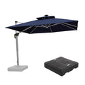 PURPLE LEAF Square Cantilever Umbrella with Base, Outdoor Umbrellas with Lights