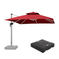 PURPLE LEAF Square Cantilever Umbrella with Base, Outdoor Umbrellas with Lights
