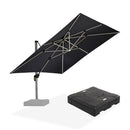 PURPLE LEAF Square Cantilever Umbrella with Base, Outdoor Umbrellas with Lights