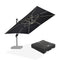 PURPLE LEAF Square Cantilever Umbrella with Base, Outdoor Umbrellas with Lights
