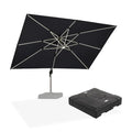 PURPLE LEAF Rectangular Cantilever Umbrella with Base, Outdoor Umbrellas with Lights