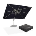 PURPLE LEAF Rectangular Cantilever Umbrella with Base, Outdoor Umbrellas with Lights