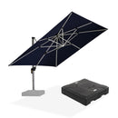 PURPLE LEAF Square Cantilever Umbrella with Base, Outdoor Umbrellas with Lights
