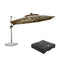 PURPLE LEAF Round Cantilever Umbrella with Base, Outdoor Umbrellas with Lights