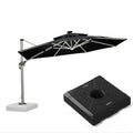 PURPLE LEAF Round Cantilever Umbrella with Base, Outdoor Umbrellas with Lights