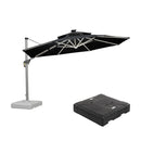 PURPLE LEAF Round Cantilever Umbrella with Base, Outdoor Umbrellas with Lights