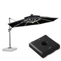PURPLE LEAF Round Cantilever Umbrella with Base, Outdoor Umbrellas with Lights