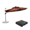 PURPLE LEAF Round Cantilever Umbrella with Base, Outdoor Umbrellas with Lights