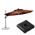 PURPLE LEAF Round Cantilever Umbrella with Base, Outdoor Umbrellas with Lights