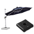PURPLE LEAF Round Cantilever Umbrella with Base, Outdoor Umbrellas with Lights