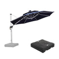 PURPLE LEAF Round Cantilever Umbrella with Base, Outdoor Umbrellas with Lights