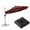 PURPLE LEAF Round Cantilever Umbrella with Base, Outdoor Umbrellas with Lights