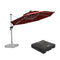 PURPLE LEAF Round Cantilever Umbrella with Base, Outdoor Umbrellas with Lights