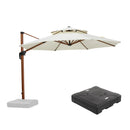 PURPLE LEAF Outdoor Garden Umbrella with Base, Cantilever Umbrellas in Wood Color