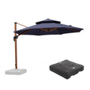 PURPLE LEAF Outdoor Garden Umbrella with Base, Cantilever Umbrellas in Wood Color