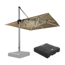 PURPLE LEAF Square Cantilever Umbrella with Base, Outdoor Umbrellas with Lights
